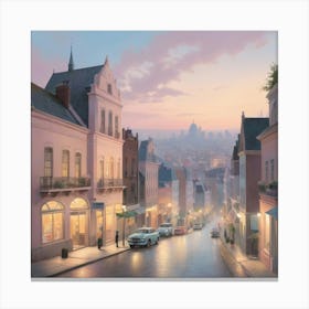 City At Dusk City art print Canvas Print