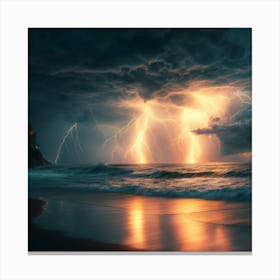 Lightning Over The Ocean 3 1 Canvas Print