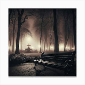 Park Bench At Night Canvas Print