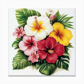 Hibiscus Painting Art Canvas Print