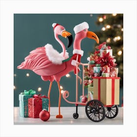 Flamingos On A Cart Canvas Print