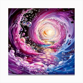 Bubbling Vortex In Pink, Blue, and Purple Abstract Canvas Print