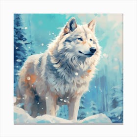 Wolf In The Snow 1 Canvas Print