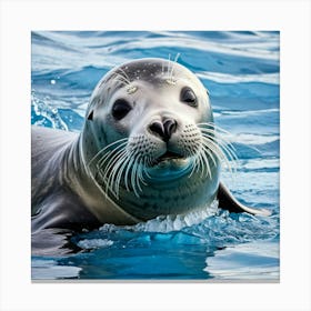 Seal In The Water 1 Canvas Print