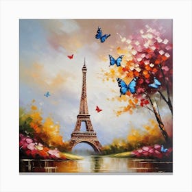 Paris Eiffel Tower With Butterflies 2 Canvas Print