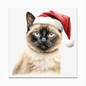 Siamese Cat In Santa Hat 8 Canvas Print