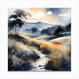 Watercolor Meadow Nature Painting (13) Canvas Print