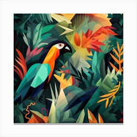 Tropical Parrot In The Jungle Canvas Print