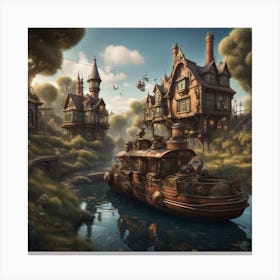 Steampunk Village Canvas Print