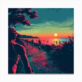 Sunset On The Beach Canvas Print