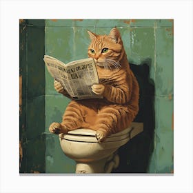 Cat Reading Newspaper Canvas Print