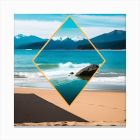 Beach Scene With Mountains Canvas Print