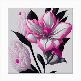 Pink And Black Flowers myluckycharm Canvas Print