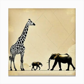 Giraffe elephant Canvas Print