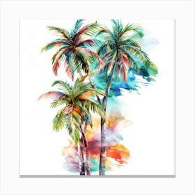 Watercolor Palm Trees 3 Canvas Print