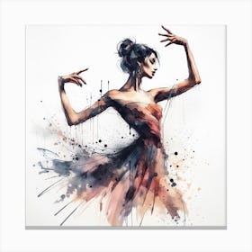 Watercolor Ballet Dancer #1 Canvas Print