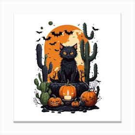 Halloween Black Cat Canvas Print