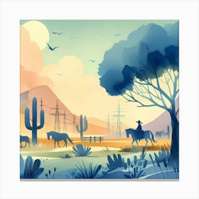 Cowboys In The Desert 4 Canvas Print