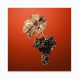 Gold Botanical Fuella Grapes on Tomato Red n.0507 Canvas Print