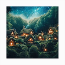 Fairy Village At Night Canvas Print