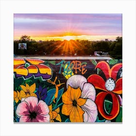 A wall of flowers under the sunset Canvas Print