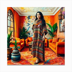 Woman In A Colorful Room 2 Canvas Print