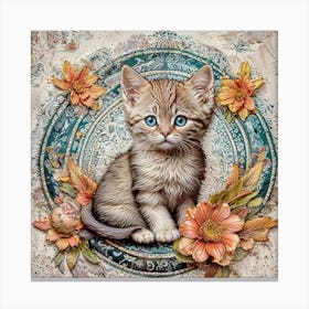 Kitten In A Flower Canvas Print