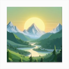Firefly An Illustration Of A Beautiful Majestic Cinematic Tranquil Mountain Landscape In Neutral Col (46) Canvas Print