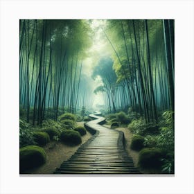 Bamboo Path In The Forest Canvas Print