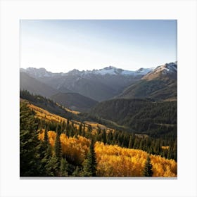 Alpine Landscape Bathed In The Warm Hues Of Autumn Vast Panoramic View Dominates The Scene Golden (7) Canvas Print