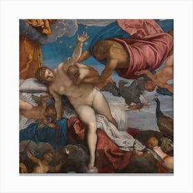 The Origin Of The Milky Way, Jacopo Tintoretto Square Canvas Print