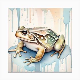 Frog Watercolor Dripping 1 Canvas Print