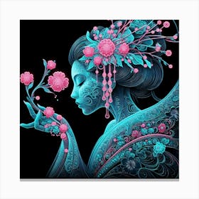 Japan Traditional Geisha Illustration By Ad 125 Canvas Print