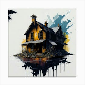 Colored House Ink Painting (81) Canvas Print