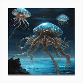 Jellyfish At Night Canvas Print