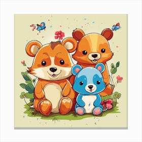 Cute Teddy Bears Canvas Print