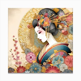 Japan Traditional Geisha Illustration By Ad 147 Canvas Print