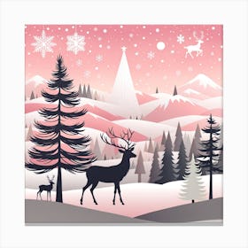 Christmas Tree And Deer, Rein deer, Christmas Tree art, Christmas Tree, Christmas vector art, Vector Art, Christmas art, Christmas, fawn  Canvas Print