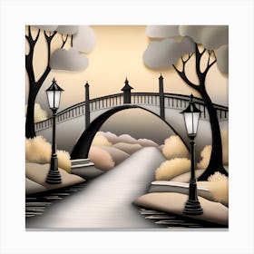 Bridge In The Park Landscape 5 Canvas Print