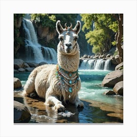 Llama Waterfalls Canvas Print