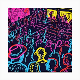 Neon Crowd At A Concert Canvas Print