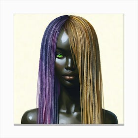 Black Woman With Colorful Hair 1 Canvas Print