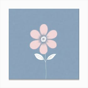 A White And Pink Flower In Minimalist Style Square Composition 366 Canvas Print