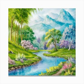 River In The Forest Canvas Print