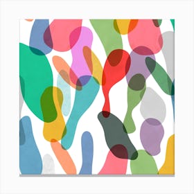 Overlapped Organic Pieces Colorful Square Canvas Print