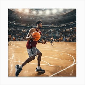 Basketball Player Dribbling Canvas Print