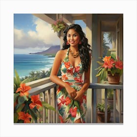 Hawaiian Girl art print 3 Canvas Print