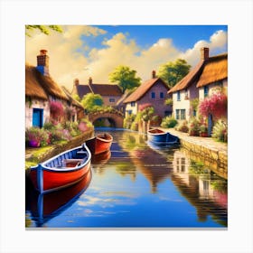 Village On A Canal Canvas Print