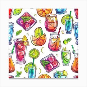 Seamless Pattern With Colorful Drinks 3 Canvas Print