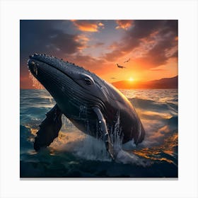 Humpback Whale At Sunset 1 Canvas Print